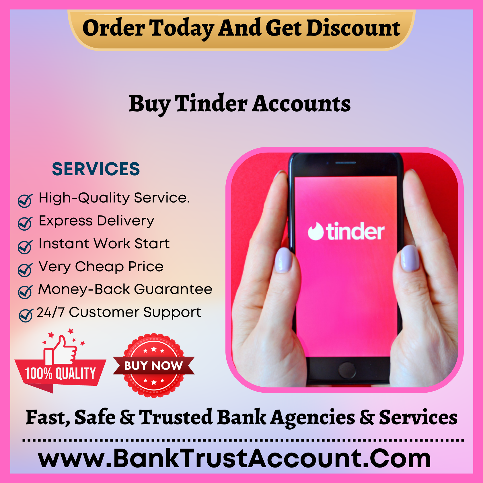 Buy Tinder Accounts - 100% Best Fully KYC Verified - BankTrustAccount